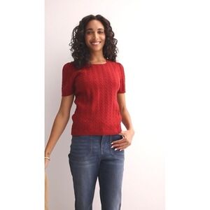⛱️🔥Draper James - Red Cable Knit Pointelle Sweater - XL